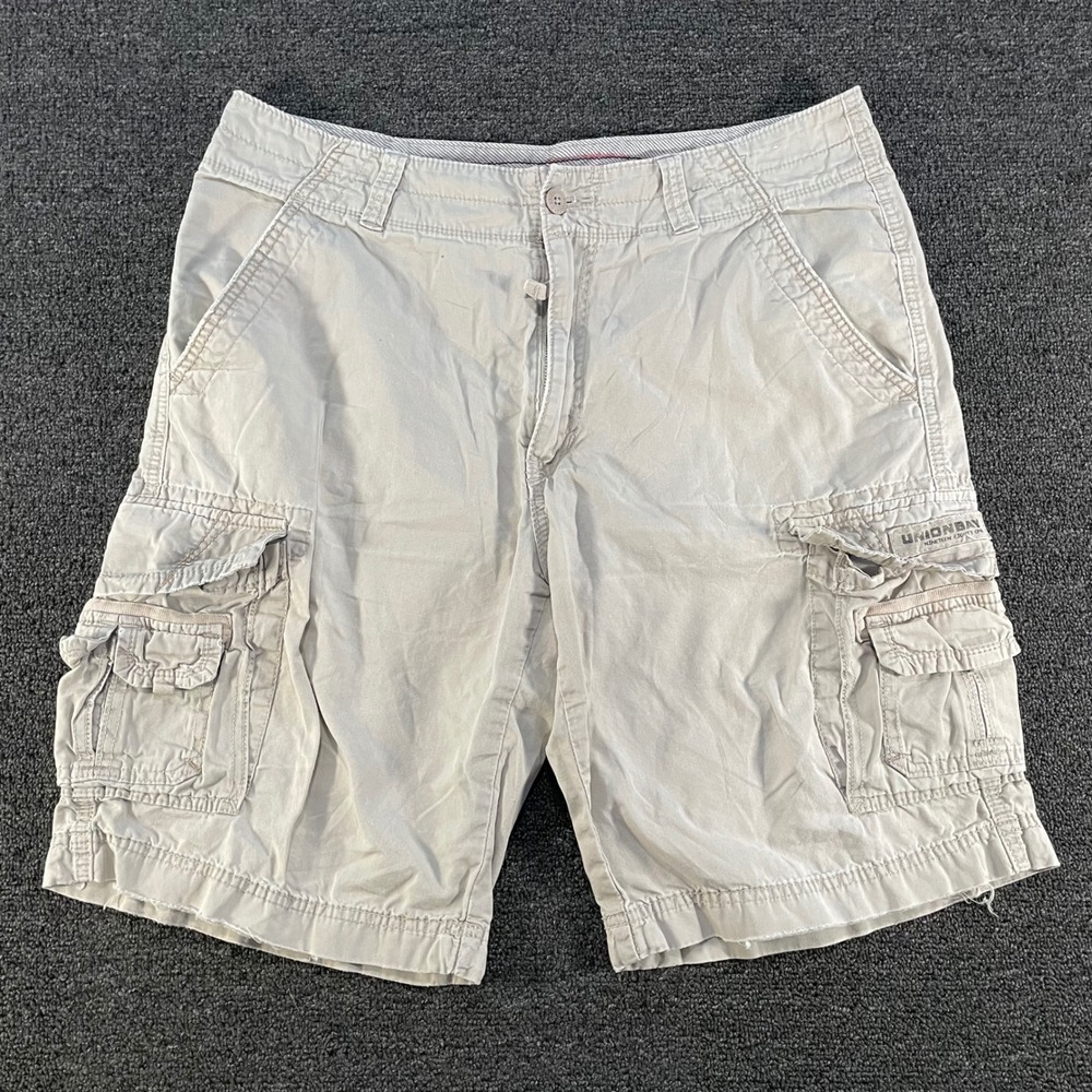 Unionbay Cargo Shorts Mens 34 Tan Good YB11638 Cotton Utility Multi-Pocket